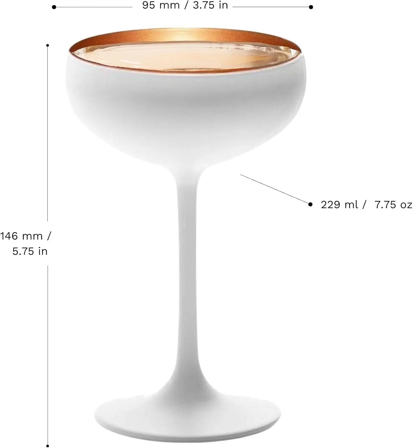 Stölzle Lausitz Olympia Champagne Coupe Glasses, 7.75 Oz (Set of 2) - Elegant Drinkware Set - Lead-Free Crystal Glasses - Ideal for Celebrating Special Moments, Dishwasher Safe (White/Bronze)