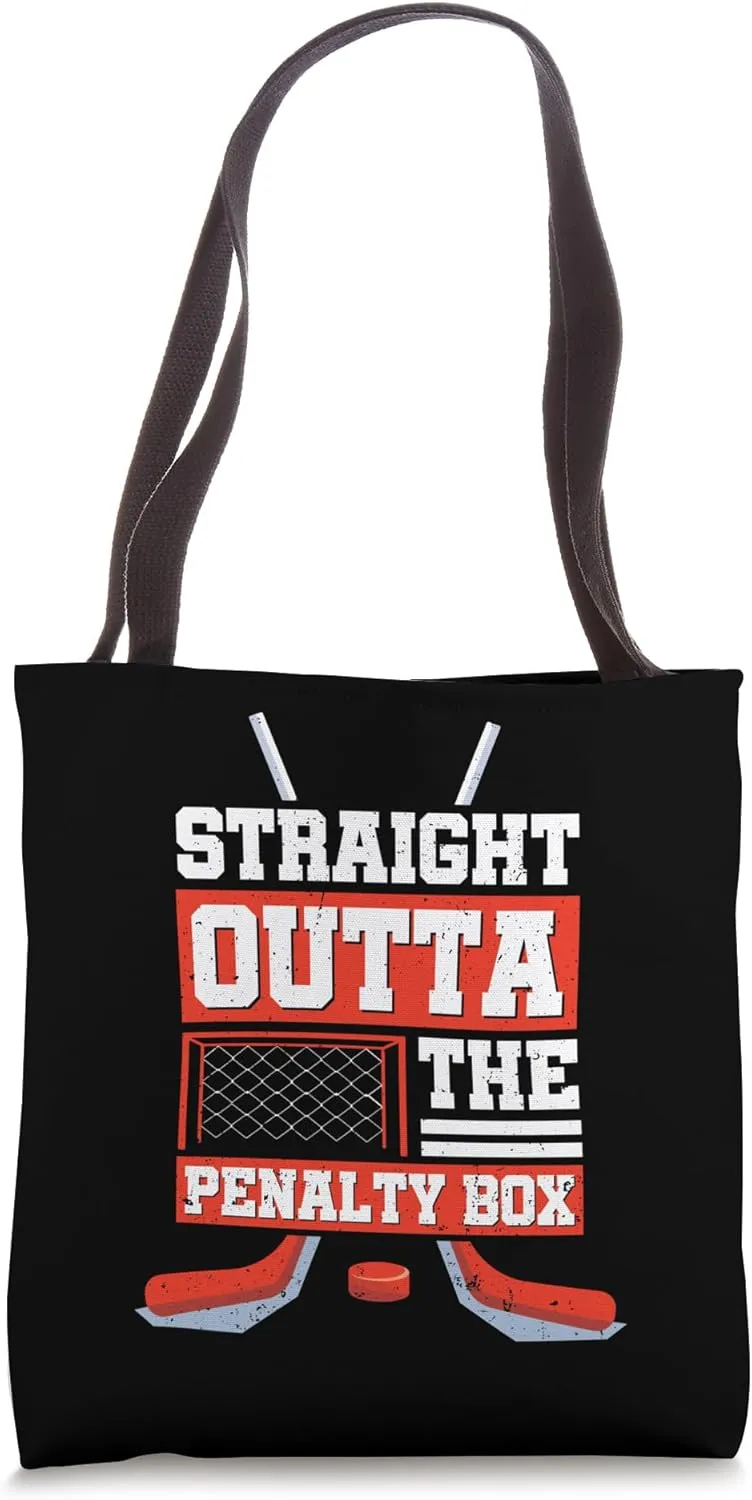 Straight Outta The Penalty Box Funny Hockey Player Meme Tote Bag