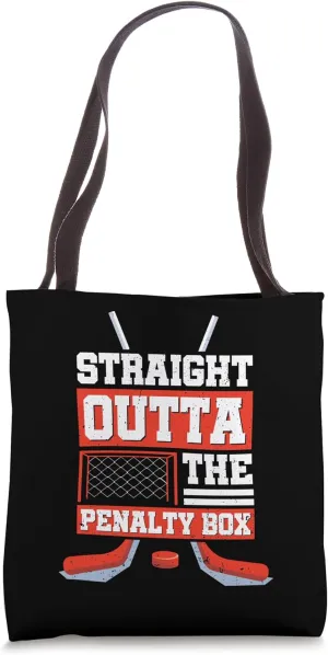 Straight Outta The Penalty Box Funny Hockey Player Meme Tote Bag