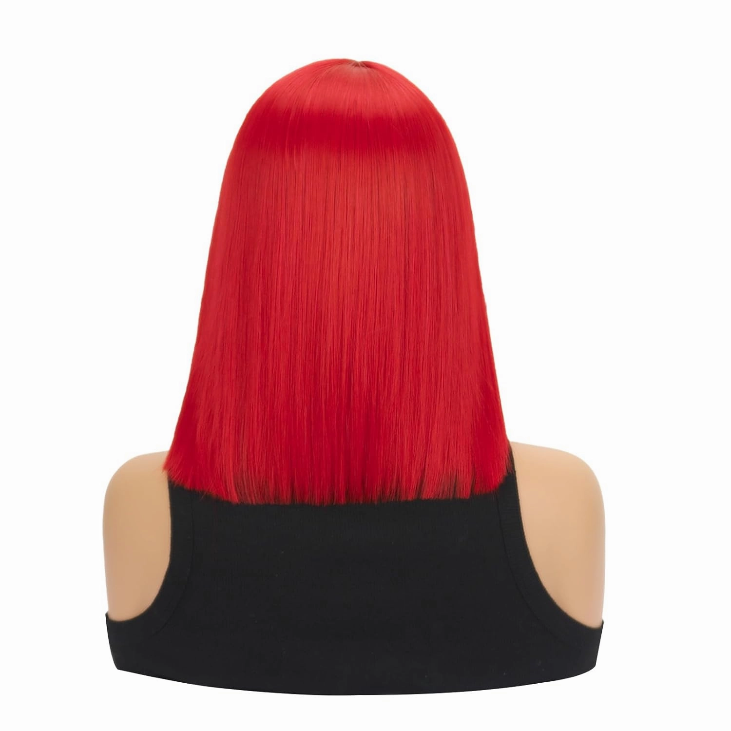 SUKRI Red Bob 12 Inch Short Straight Bob Wig for Women Shoulder Length Middle Part Synthetic Wig Heat Resistant for Costume Cosplay Halloween Party