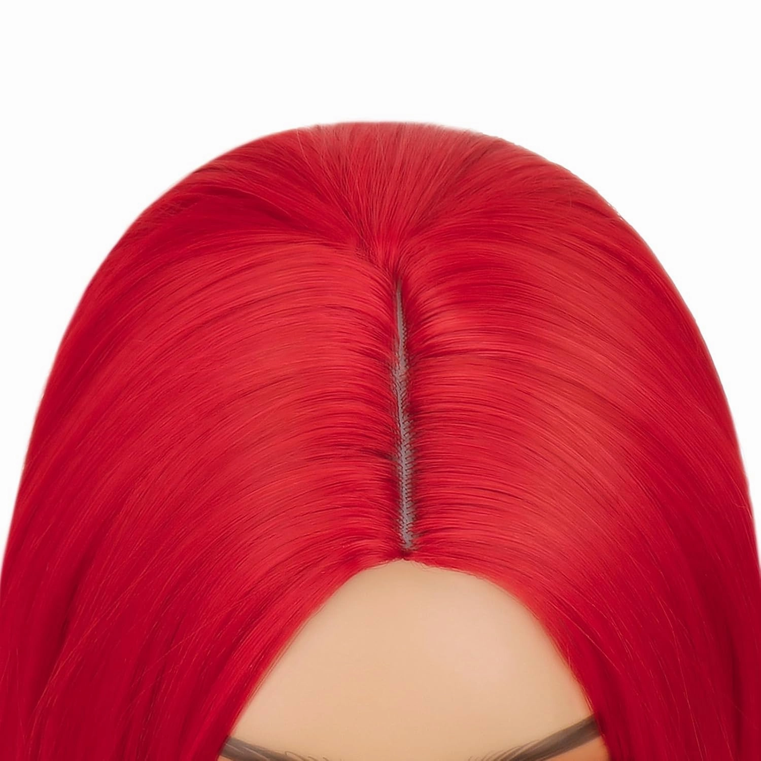 SUKRI Red Bob 12 Inch Short Straight Bob Wig for Women Shoulder Length Middle Part Synthetic Wig Heat Resistant for Costume Cosplay Halloween Party