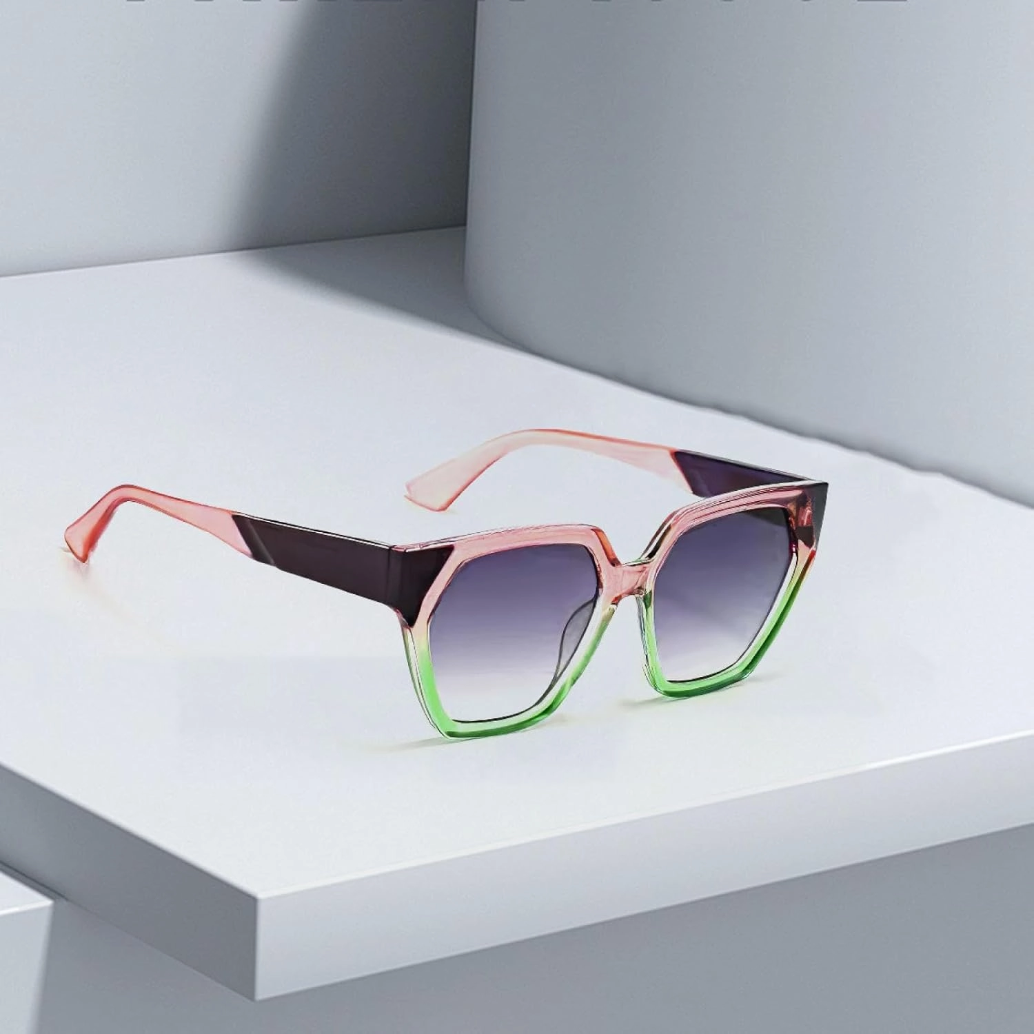 Sunglasses for Women Gradient Purple Lenses Pink Green Frame Glasses Modern