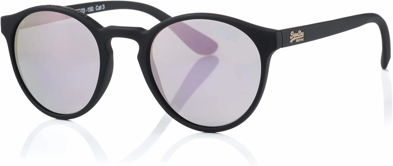 Superdry SARATOGA Unisex Sunglasses - Rubberised black/Pink mirror lens - SDSARATOGA-191-47-23-150mm