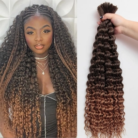 SUYIAPIY Boho Hair for Braiding Curly Braiding Hair Deep Wave Bulk Hair for Braiding Natural Black Micro Twist No Weft Wet and Wavy Braiding Hair (1B/27, 22 Inch,8 pack)