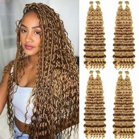 SUYIAPIY Braiding Hair Deep Wave Bulk Hair for Braiding Boho Hair for Braiding Deep Water Wave Braiding Hair No Weft Wet and Wavy Braiding Hair Extensions (27#, 22 inch,8pack)