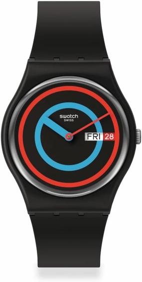 Swatch Big Bold BIOSOURCED Lacquered Circling Black Quartz Watch