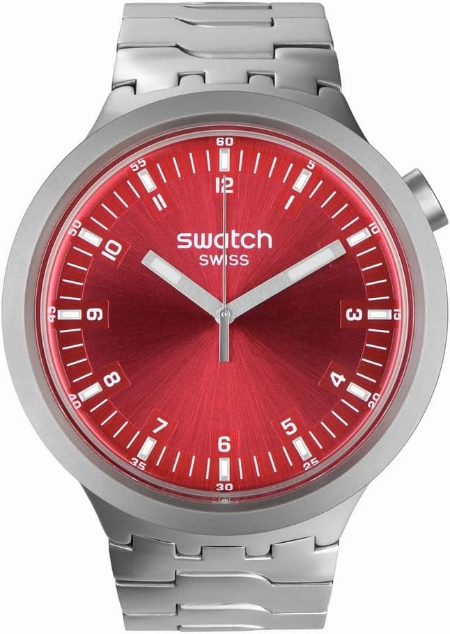 Swatch Unisex Dress Red Stainless Steel Quartz Big Bold Irony Forest Scarlet Shimmer