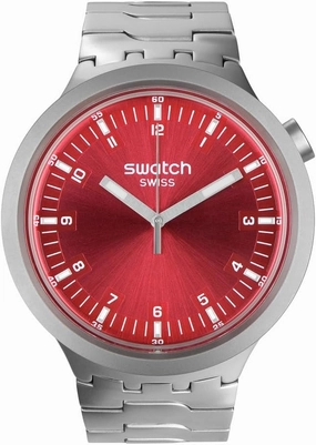 Swatch Unisex Dress Red Stainless Steel Quartz Big Bold Irony Forest Scarlet Shimmer