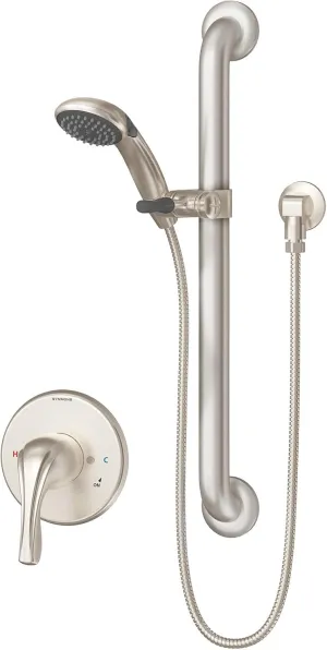 Symmons 9603-X-PLR-1.5 Origins Shower Trim Package with Single Function Shower Head and Rough In Valve with Single Lever Handle - Satin Nickel