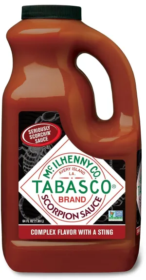 TABASCO Brand Scorpion Sauce, Fiery & Intense Hot Sauce, Bulk Plastic Jug, Bold & Hot, Scorpion Pepper, Guava & Pineapple Blend, Perfect for Large Recipes, Great on Tacos & More, 64 Fl Oz (Pack of 1)
