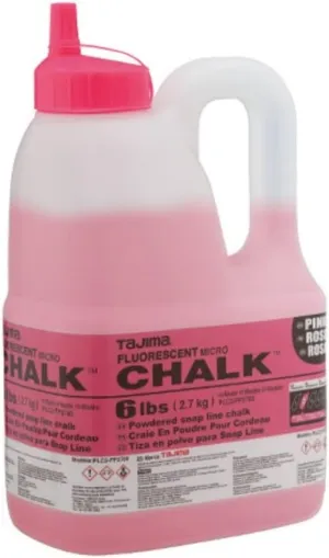 Tajima Micro Chalk - Fluorescent Pink 6 lbs (2.7kg) Ultra-Fine Snap-Line Chalk with Durable Bottle & Easy-Fill Nozzle - PLC2-FP2700