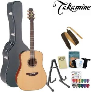 Takamine P3D Pro Series Acoustic-Electric Guitar with Stand, Humidifier Pack, Suede Strap, Hard Case and Pick Sampler