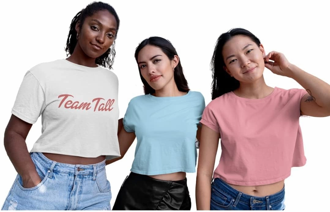 Team Tall Women’s Crop T-Shirt - 100% Cotton White Graphic Tee for Women - Soft, Breathable Short Sleeve Top