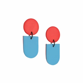 Tengae Red & Robin's Egg Earrings