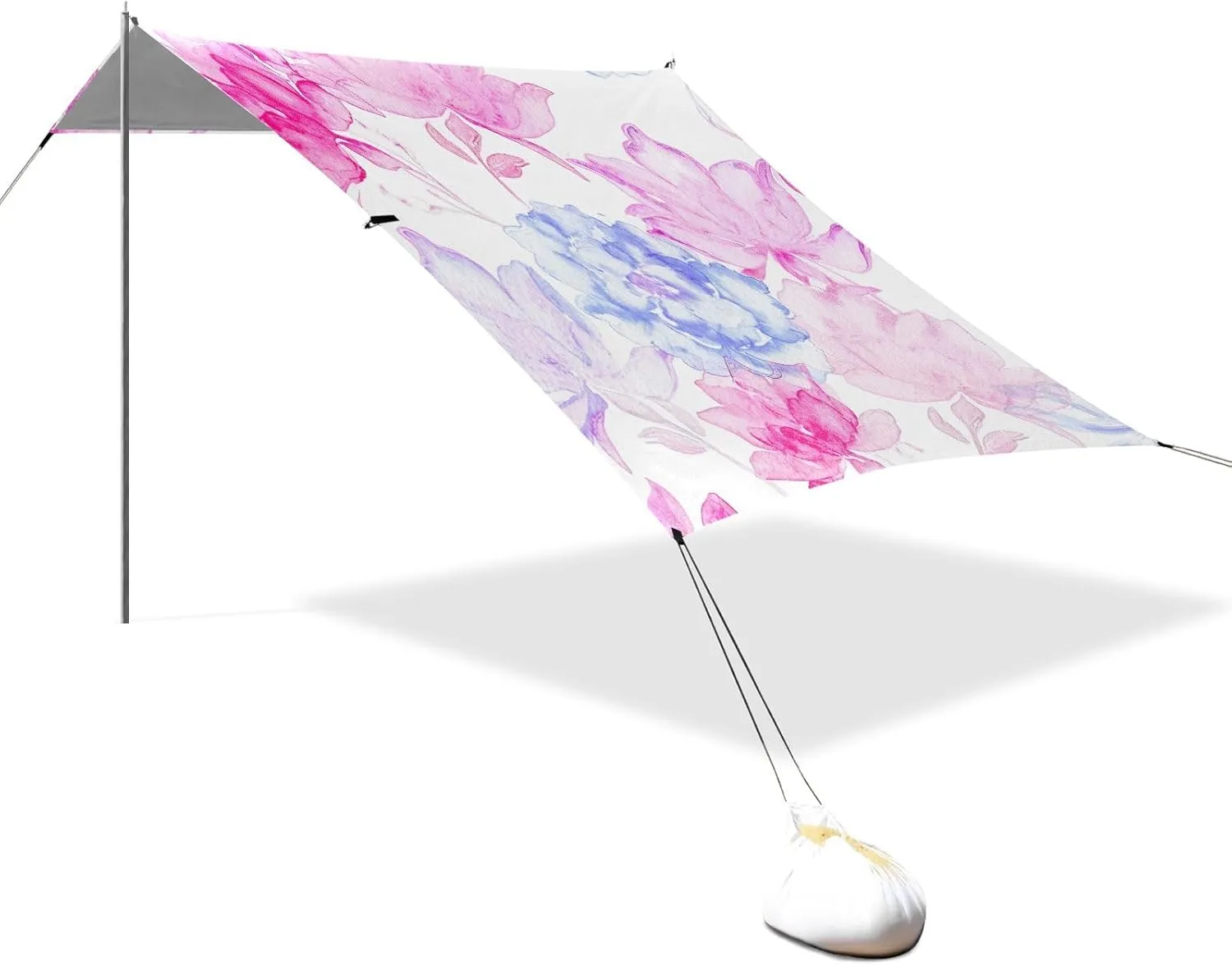 Tent Beach Canopy Sun Shade Outdoor Patio 9.2 × 10.5 FT Kids Camping Sun Shelter Various Pink Blue Flowers Canopies with Poles Sandbags Easy