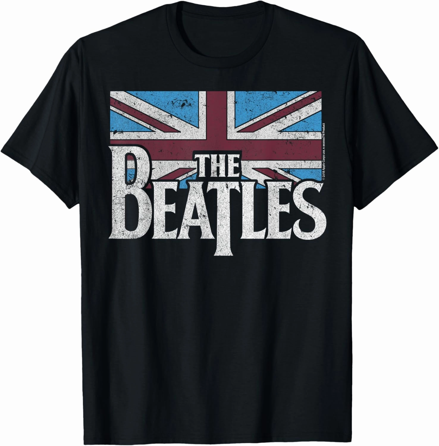 The Beatles British Flag Red, White, and Blue Short Sleeve T-Shirt
