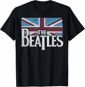 The Beatles British Flag Red, White, and Blue Short Sleeve T-Shirt