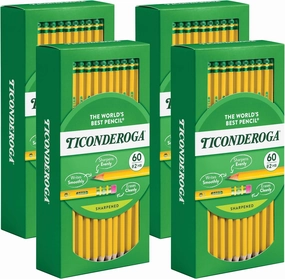 Ticonderoga Wood-Cased Pencils, Pre-Sharpened, 2 HB Soft, Yellow, 240 Count