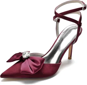 Toe High Heel Strappy Dress Wedding Bridal Pumps Shoes Wedding Bridal Party Stilettos Backless Satin Heeled Sandals