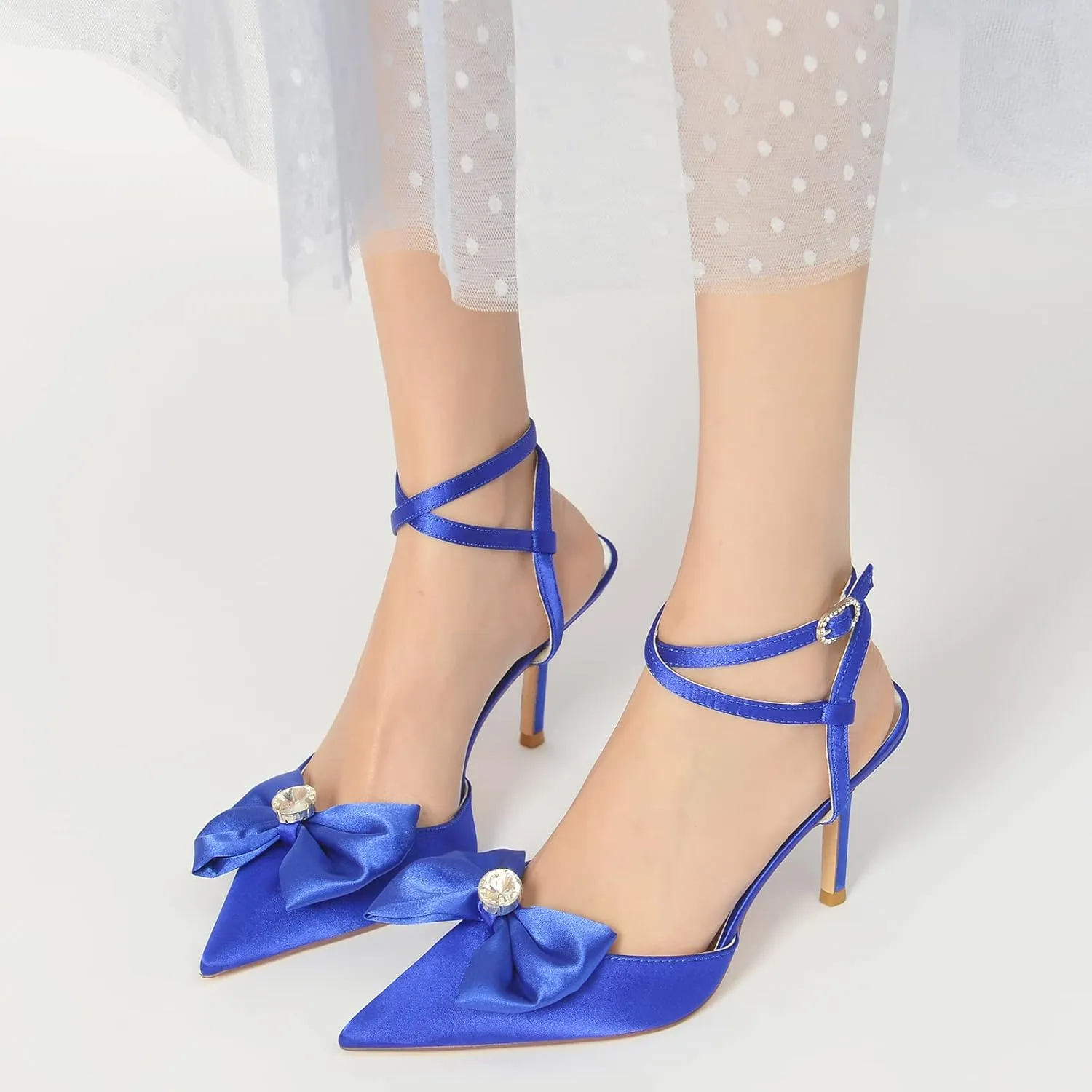 Toe High Heel Strappy Dress Wedding Bridal Pumps Shoes Wedding Bridal Party Stilettos Backless Satin Heeled Sandals