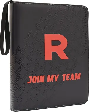 Trading Card Binder 9-Pocket with Handle, Red and Black, Join My Team Design 900 Pockets (Black, 900)