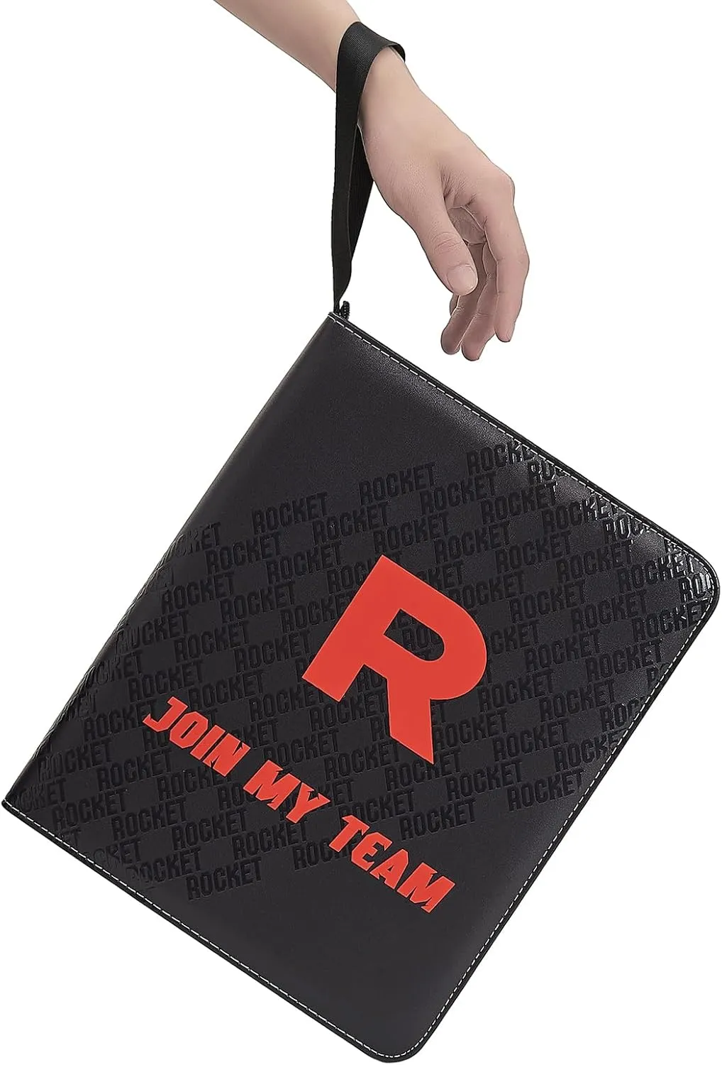 Trading Card Binder 9-Pocket with Handle, Red and Black, Join My Team Design 900 Pockets (Black, 900)