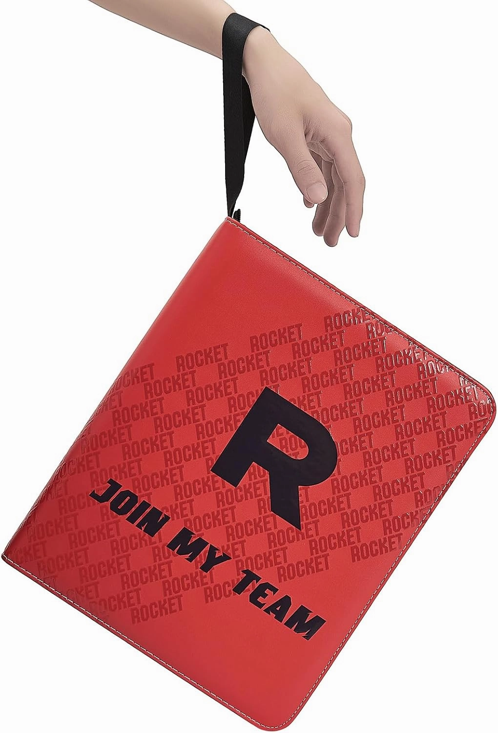 Trading Card Binder 4-Pocket with Handle, Red and Black, Join My Team Design 400 Pockets (Red, 400)