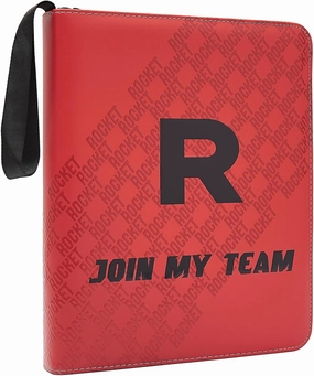 Trading Card Binder 4-Pocket with Handle, Red and Black, Join My Team Design 400 Pockets (Red, 400)