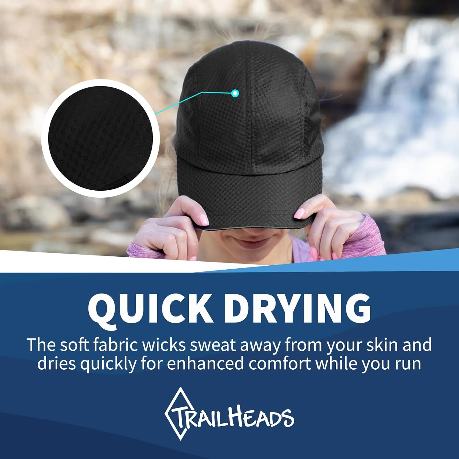 TrailHeads Women's Race Day Performance Running Cap, Lightweight & Quick Drying Mesh Sports Hat with Reflective Trim