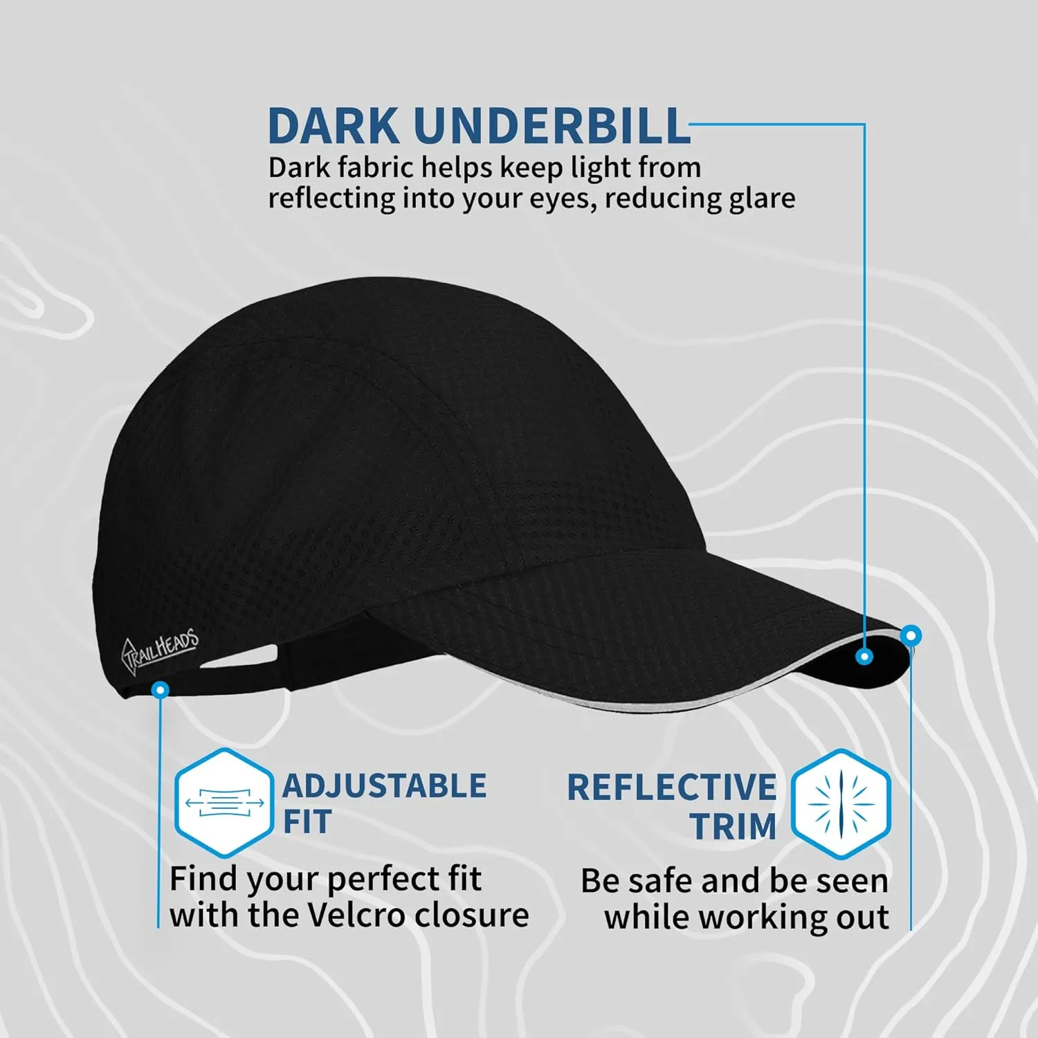 TrailHeads Women's Race Day Performance Running Cap, Lightweight & Quick Drying Mesh Sports Hat with Reflective Trim