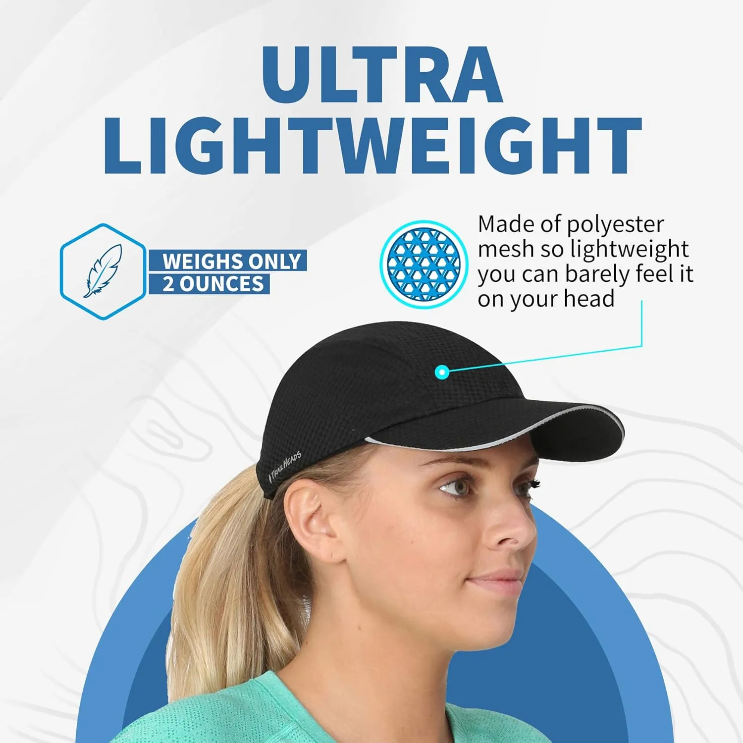 TrailHeads Women's Race Day Performance Running Cap, Lightweight & Quick Drying Mesh Sports Hat with Reflective Trim