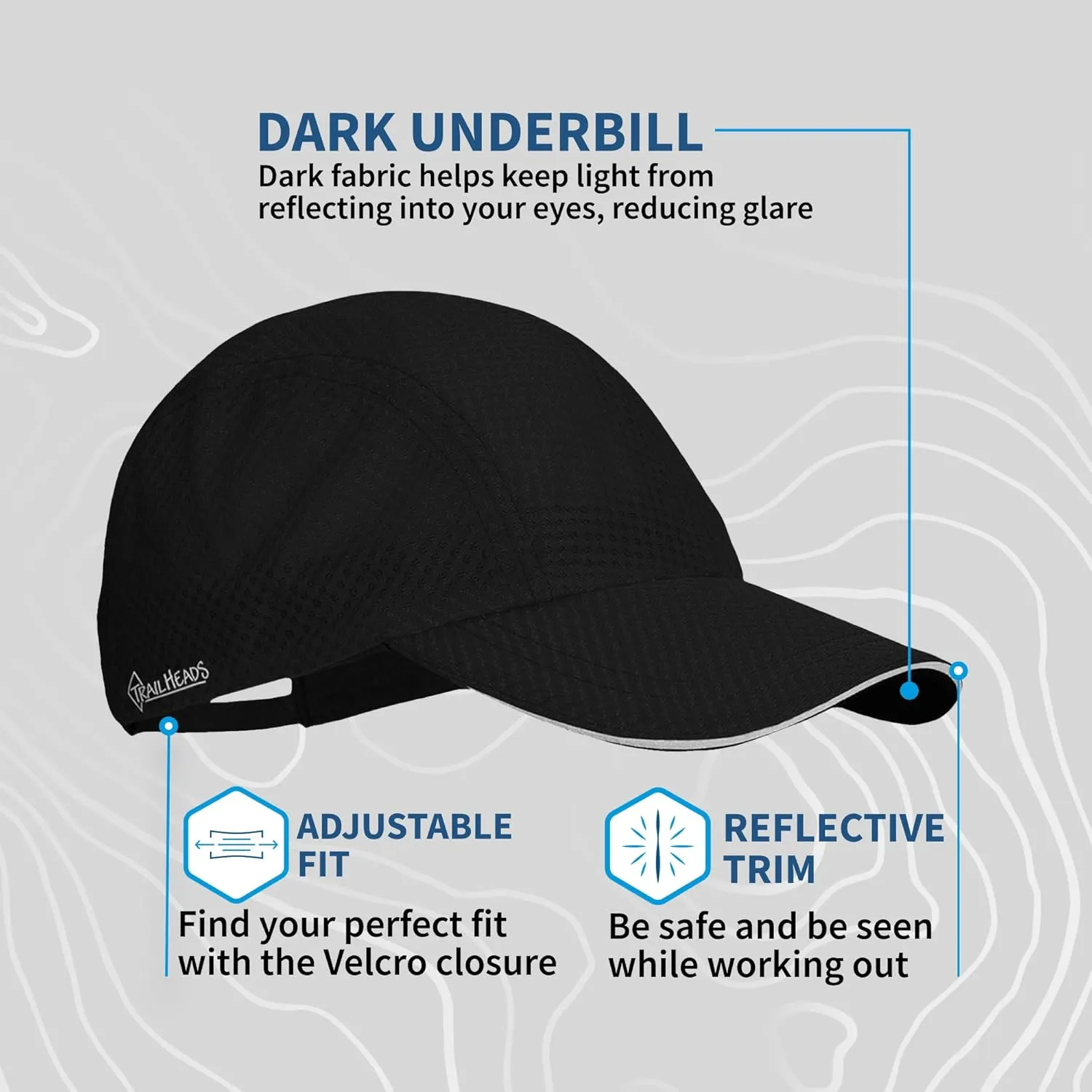 TrailHeads Women's Race Day Performance Running Cap, Lightweight & Quick Drying Mesh Sports Hat with Reflective Trim