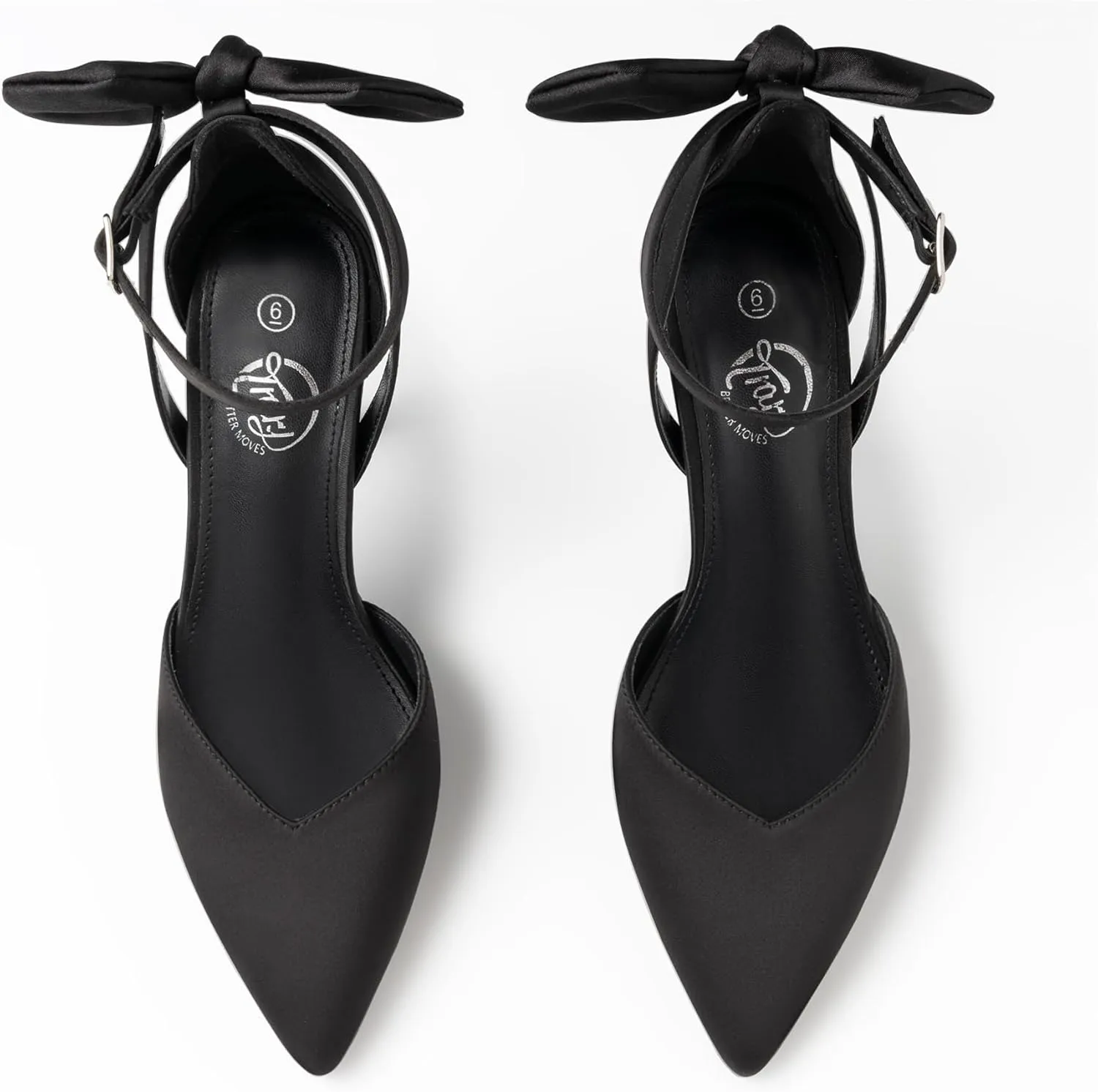 Trary Heels for Women Closed Pointed Toe Heels Women's Pumps Stiletto High Shoes with Bow Knot Comfortable Ankle Strap Office Party Wedding Dress Shoes 3.74" Heel
