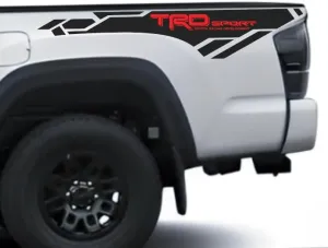 TRD Sport Truck Bed Vinyl Decals, Black and Red Graphics Kit, 2-Side Application