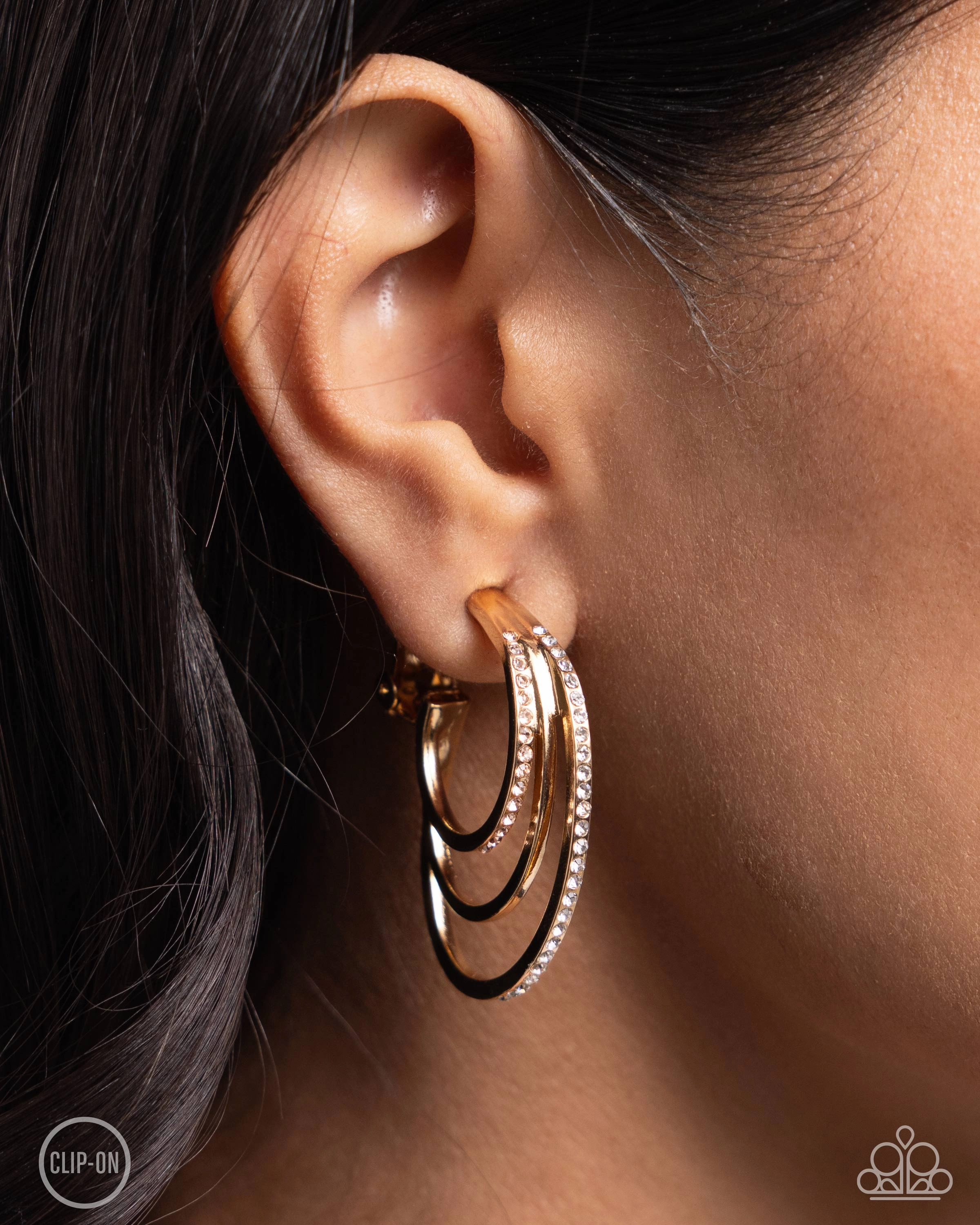 Triad Trek - Gold (Clip-On) Earring