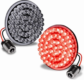 TRUE MODS 2" 1156 Red Rear LED Brake Tail Light for Harley Davidson [Pair Set] [Black-Finish] [Bullet Style] Light For Harley Sportster Street Glide Road King Softail Electra Heritage Dyna Fatboy