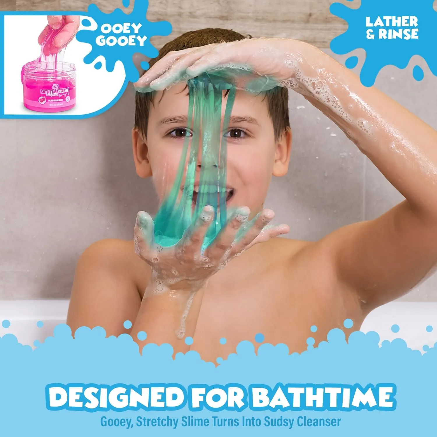Tub Works® Bath Slime Body Wash Bath Toy, 8 Pack | Gooey, Playful Texture with Fresh, Fruity Scents | Dermatologist Tested | Sensory Fun Bath Toys for Toddlers & Kids | Colorful Slime Kids Soap