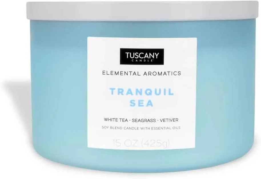 Tuscany Candle Tranquil Sea: Vetiver Scented Aromatherapy Candle, 15 oz
