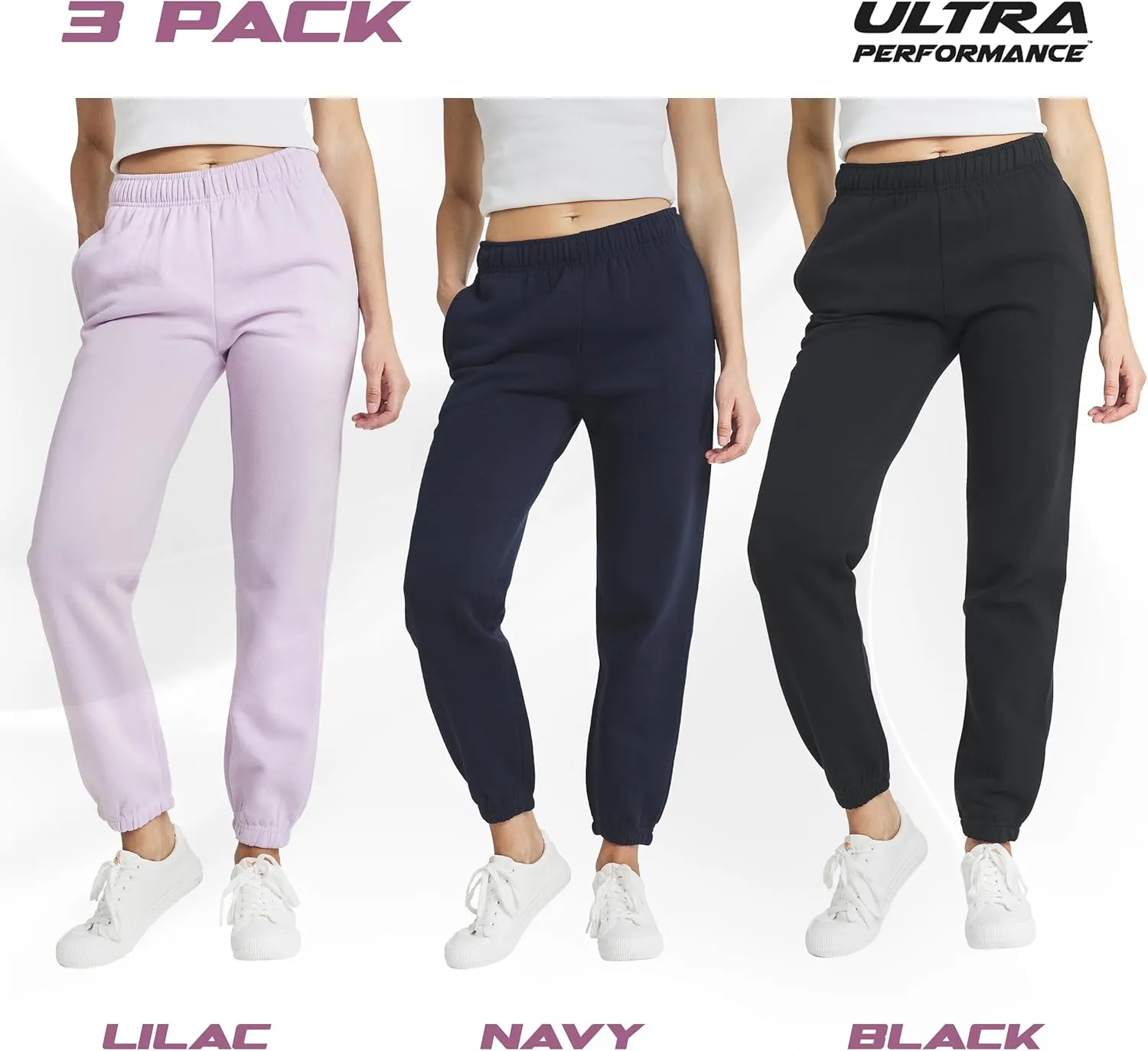 Ultra Performance Womens 3 PK High Waisted Fleece Cinched Pant