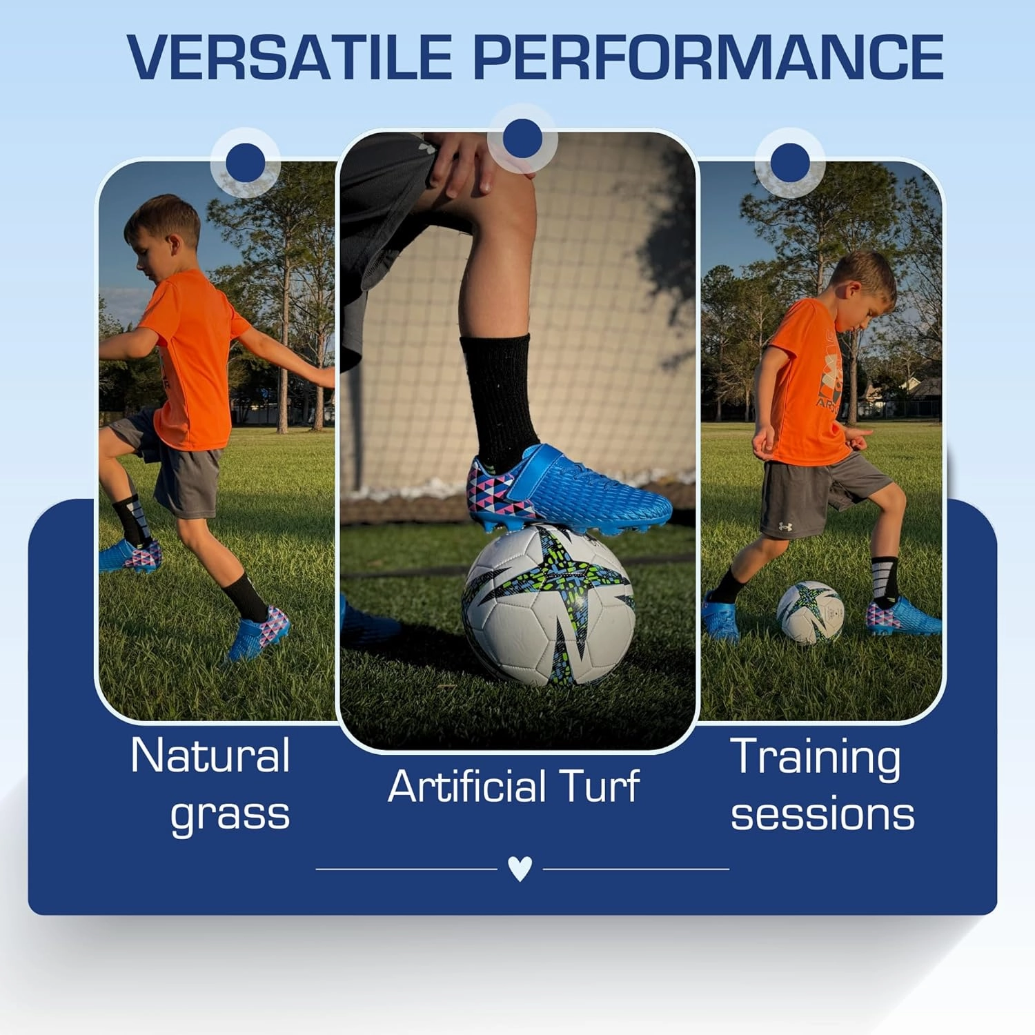 Unisex-Child Athletic Outdoor Training Soccer Cleats for Youth | Little/Big Kid Firm Ground Football Shoes | Lightweight