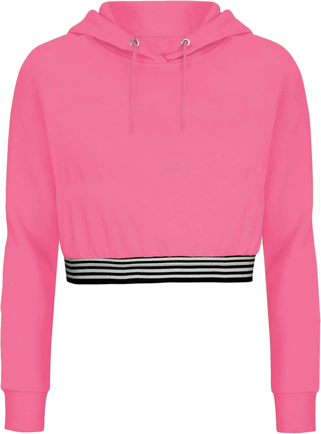 URBAN BUCK Neon Crop Top Hoodie For Women - Lightweight Long Sleeve Cropped Pullover Sweatshirt For Workout & Running