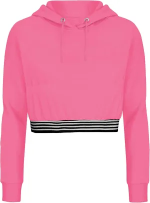 URBAN BUCK Neon Crop Top Hoodie For Women - Lightweight Long Sleeve Cropped Pullover Sweatshirt For Workout & Running