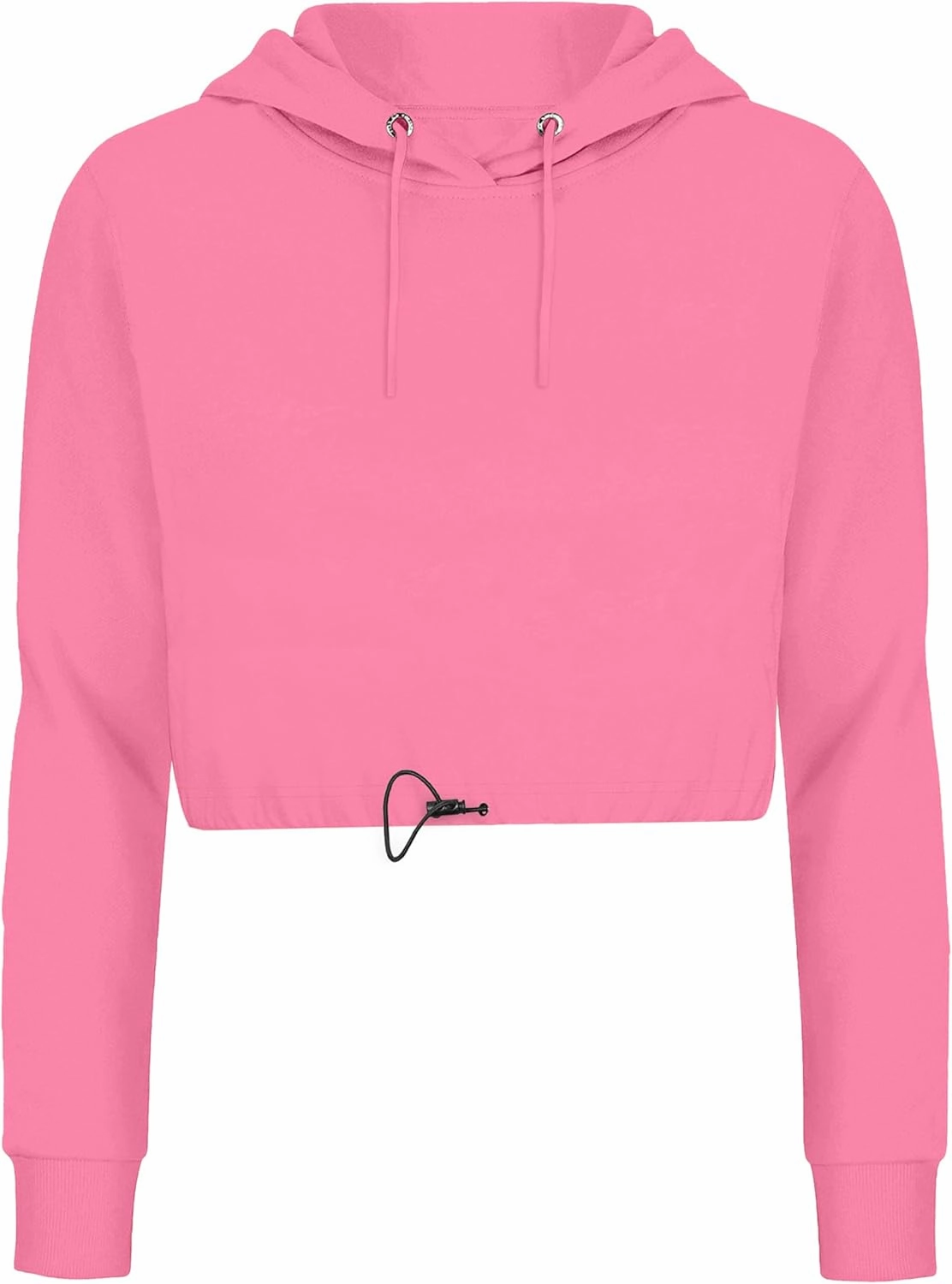 URBAN BUCK Neon Crop Top Hoodie For Women - Lightweight Long Sleeve Cropped Pullover Sweatshirt For Workout & Running