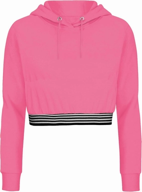 URBAN BUCK Neon Crop Top Hoodie For Women - Lightweight Long Sleeve Cropped Pullover Sweatshirt For Workout & Running