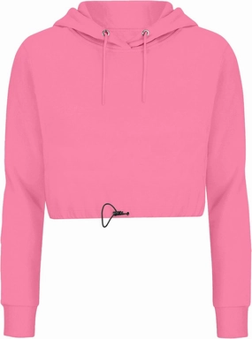 URBAN BUCK Neon Crop Top Hoodie For Women - Lightweight Long Sleeve Cropped Pullover Sweatshirt For Workout & Running