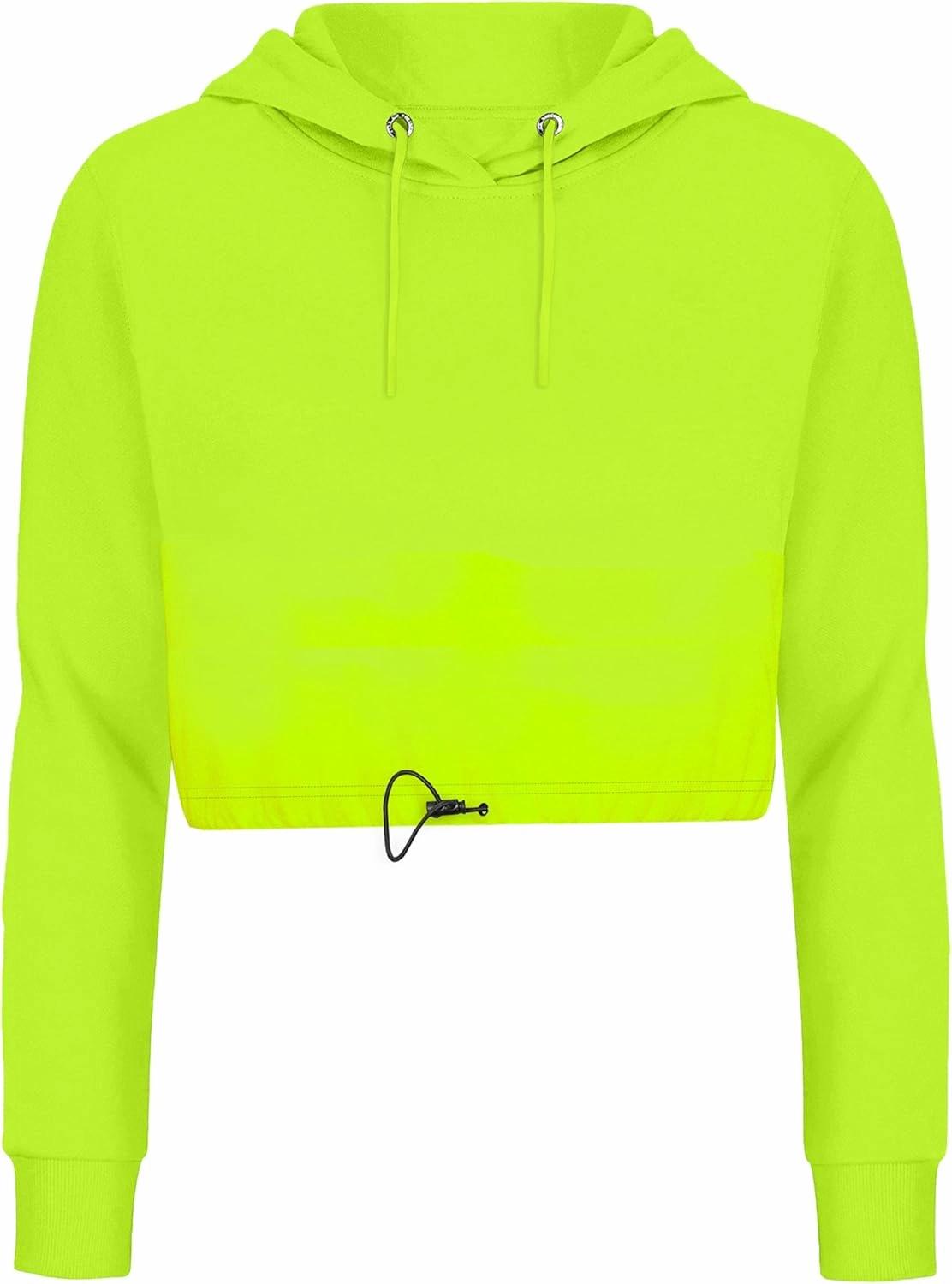 URBAN BUCK Neon Crop Top Hoodie For Women - Lightweight Long Sleeve Cropped Pullover Sweatshirt For Workout & Running