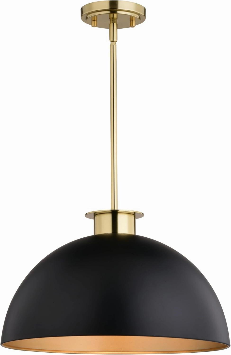 VAXCEL Devon 1L LED Compatible Matte Black and Gold Satin Brass Mid-Century Modern Pendant Light
