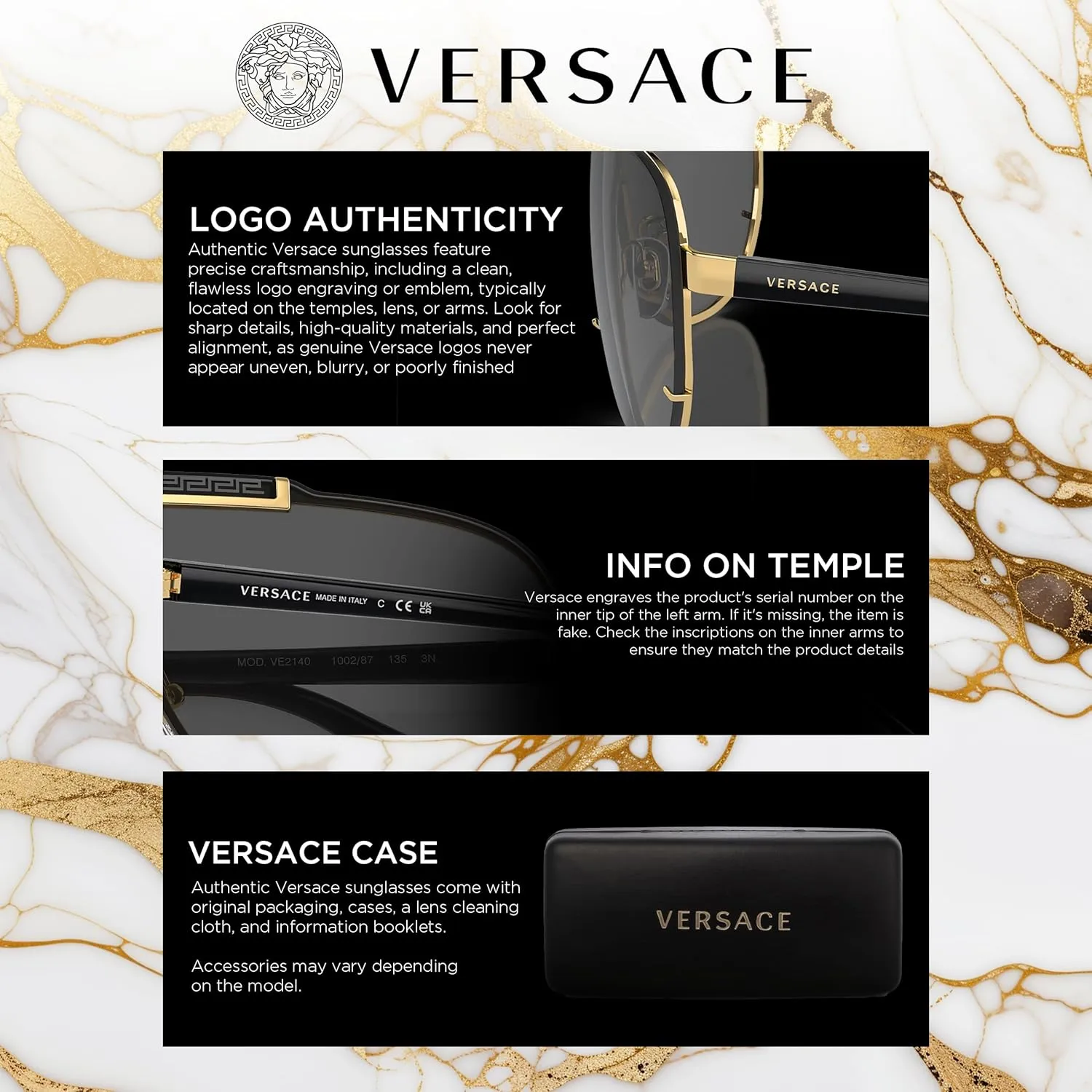 Versace VE1274 MEDUSA RECTANGLE Shape Eyeglasses Frame with eSHADES Luxury Eyewear kit Bundle
