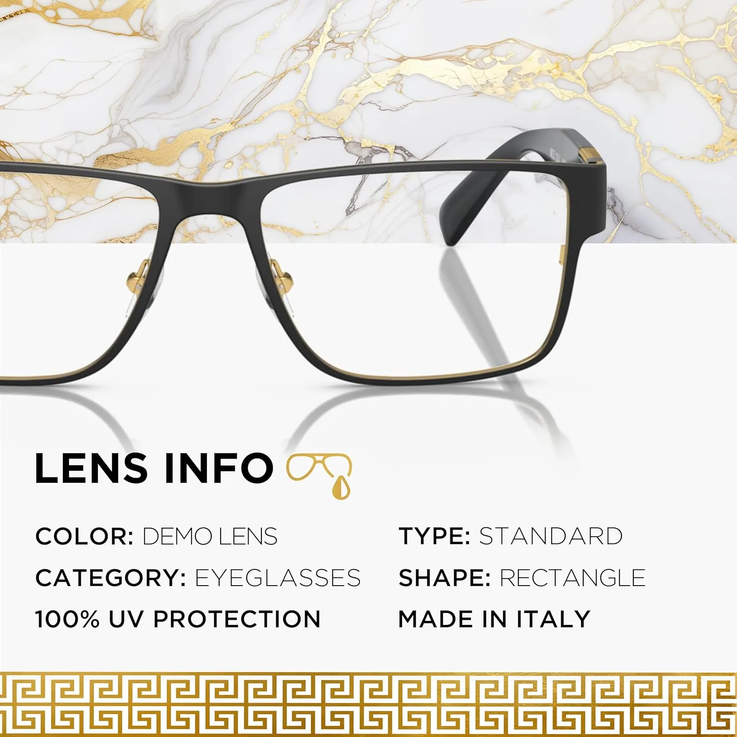 Versace VE1274 MEDUSA RECTANGLE Shape Eyeglasses Frame with eSHADES Luxury Eyewear kit Bundle