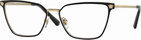 Versace VE1275 54mm Non-Polarized Glasses for Women - Matte Black & Gold Pillow Metal Frame with Gold Temples, Lightweight & Comfortable Eyeglasses for Prolonged use, eShades Eyewear Kit Included